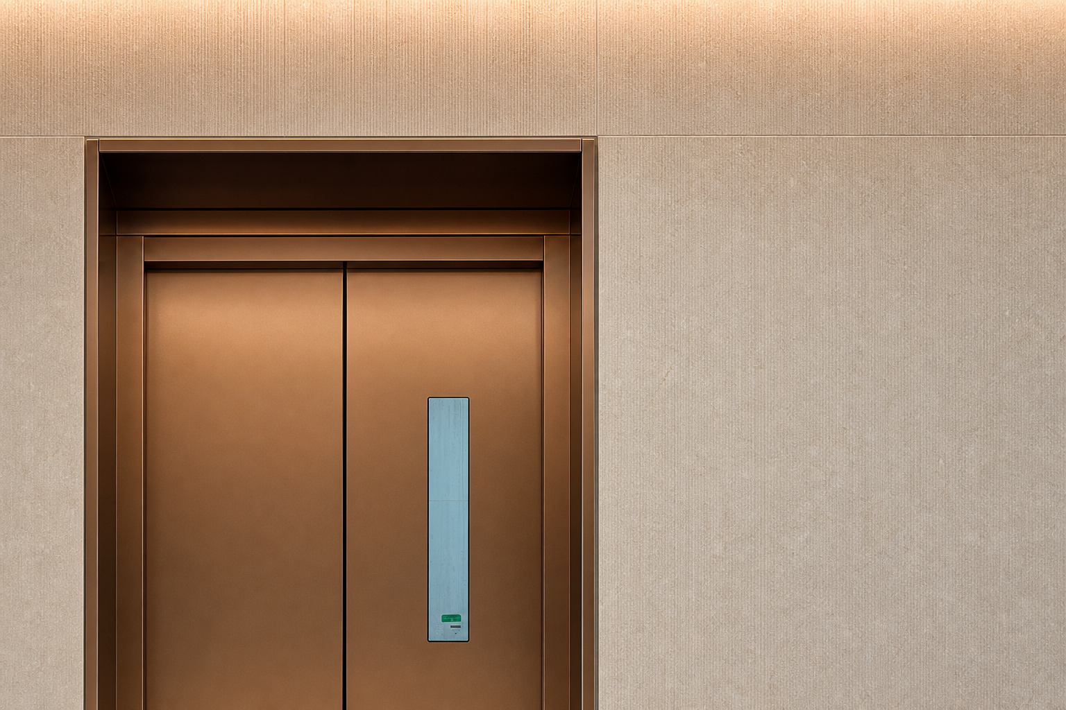 Detail eines bronzefarbenen Aufzugsportals